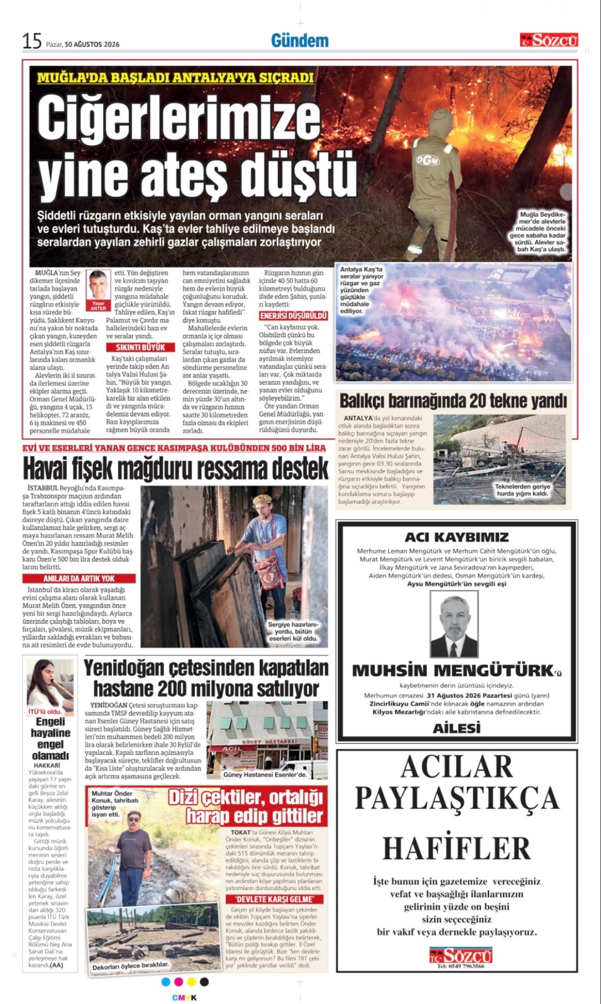 30 Ağustos 2026 Sözcü Gazetesi Vefat ve Başsağlığı İlanları.