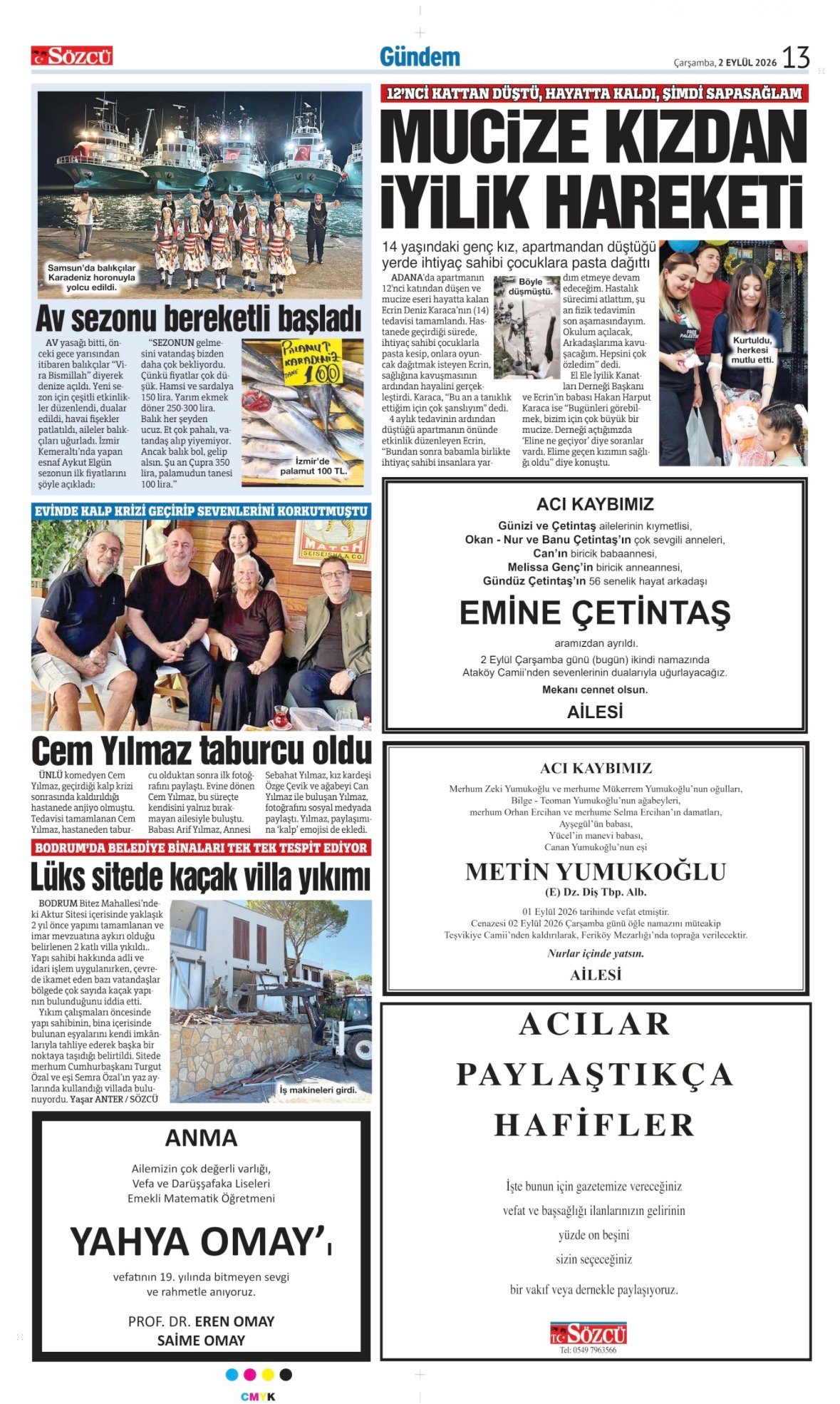 Sözcü Gazetesi İlan Servisi: Bugünkü Gazete Vefat İlanları